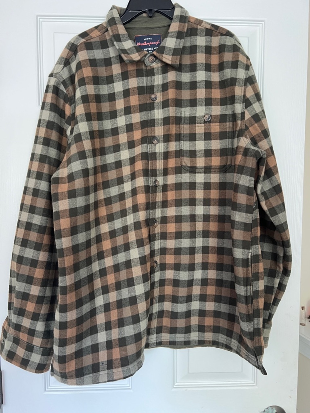 Weatherproof vintage men’s flannel button up shirt size xl brown green